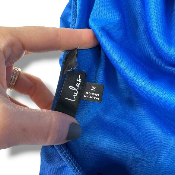 Lulus NWOT Brilliant Elegance Blue Off-the-Shoulder Backless Ruched Maxi Dress - Picture 6 of 11